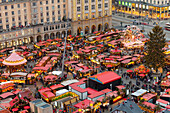 Overview of the Dresden Strietzelmarkt Christmas Market, Dresden, Saxony, Germany, Europe