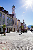 Untermarkt marketplace, Maria Hilf Church, Murnau am Staffelsee, Blaues Land, Upper Bavaria, Bavaria, Germany, Europe