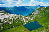 Mountain lake above lake Interlaken, Jungfrau-Aletsch, UNESCO World Heritage Site, Swiss Alps, Switzerland, Europe