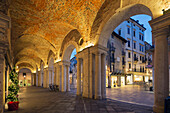 An arcade in Piazza Signori, Vicenza, UNESCO World Heritage Site, Veneto, Italy, Europe