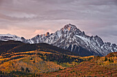 Mount Sneffels at sunrise in the fall, Uncompahgre National Forest, Colorado, United States of America, North America
