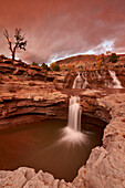 Secret Falls at sunset, Washington County, Utah, United States of America, North America