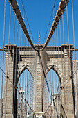 Brooklyn Bridge detail, Brooklyn, New York City, New York, United States of America, North America