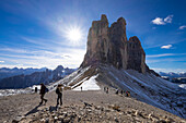 Tre Cime di Lavaredo and the trail around them, Auronzo, Belluno, Veneto, Dolomites, Italy, Europe