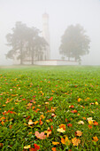 Saint Koloman Church in fog, near Fussen, Bavaria, Germany, Europe