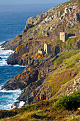 Abandoned Tin Mine near Botallack, UNESCO World Heritage Site, and rocky coast, Cornwall, England, United Kingdom, Europe