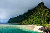 Turquoise water and white sand beach on Ofu Island, Manua Island group, American Samoa, South Pacific, Pacific