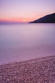 Adriatic Sea at Zlatni Rat Beach at sunset, Bol, Brac Island, Dalmatian Coast, Croatia, Europe