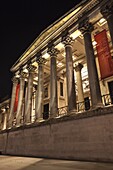 The National Gallery at night, London, England, United Kingdom, Europe.