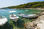 Boats in the Pakleni Islands (Paklinski Islands), Dalmatian Coast, Adriatic Sea, Croatia, Europe
