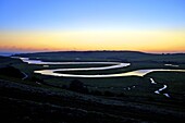 Cuckmere Haven at sunset, South Downs National Park, East Sussex, England, United Kingdom, Europe