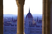 View of Hungarian Parliament Building from Fisherman's Bastion, Budapest, Hungary, Europe