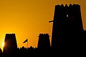 Al Jahili Fort at sunset, Al Jahili Park, Al Ain, Abu Dhabi, United Arab Emirates, Middle East