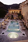 Swimming pool, Samode Palace Hotel, Samode, Rajasthan state, India, Asia