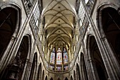 Interior of St. Vitus's Cathedral with archs and vaulting in Choir, Prague Castle, Prague, Czech Republic, Europe