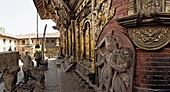 Fine metalwork and stone carvings, Changu Narayan temple, Kathmandu valley, Nepal, Asia