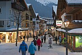 Main street in winter, St. Anton am Arlberg, Tirol, Austria, Europe