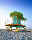 Lifeguard hut in art deco style, South Beach, Miami Beach, Miami, Florida, United States of America, North America