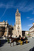 Seville Cathedral and La Giralda, UNESCO World Heritage Site, Plaza Virgen de los Reyes, Santa Cruz district, Seville, Andalusia, Spain, Europe