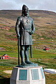 Statue of Leif Eriksson, son of Erik the Red in Qassiarsuk, South Greenland, Polar Regions