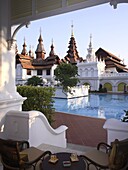 Pool at the Mandarin Oriental Dhara Dhevi Hotel in Chiang Mai, Thailand, Southeast Asia, Asia