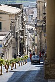 Steep street, Noto, Sicily, Italy, Europe