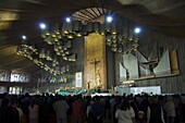 Interior of the Basilica de Guadalupe, a famous pilgrimage center capable of holding up to 10000 people, Mexico City, Mexico, North America