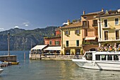 The harbour at Malcesina, Lake Garda, Veneto, Italy, Europe