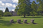 Carved griffon heads recovered from a ship's hull where they had been used as ballast, at Wallington Hall, near Morpeth, Northumbria, England, United Kingdom, Europe