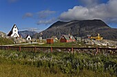 Port of Nanortalik church, Island of Qoornoq, Province of Kitaa, Southern Greenland, Kingdom of Denmark, Polar Regions