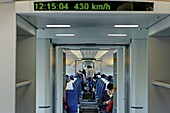 The Maglev, the world's fastest train, from Pudong International Airport to the Long Yang Road Subway station, Shanghai, China, Asia