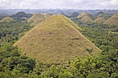 The Chocolate Hills, mounds of earth where grasses turn from green to brown during summer, of mysterious origin, Bohol island, The Philippines, Southeast Asia, Asia