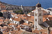 Rooftops and the tower of the Church of St. Saviour, Dubrovnik Old Town, UNESCO World Heritage Site, Dalmatia, Croatia, Europe