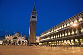 St. Mark's Cathedral and Campanile in early evening, St. Mark's Square, Venice, UNESCO World Heritage Site, Veneto, Italy, Europe