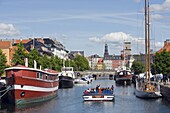 Tourist boat on a canal, Copenhagen, Denmark, Scandinavia, Europe