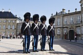 Changing of the guards at Amalienborg Palace, home of the royal family, Copenhagen, Denmark, Scandinavia, Europe