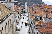 Old Town streets and teracotta tile roofs, Stradun (Placa), UNESCO World Heritage Site, Dubrovnik, Croatia, Europe