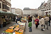 Market at the Rathaus, Leipzig, Saxony, Germany, Europe