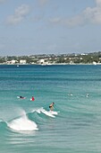 Surfers at Enterprise Point, Barbados, Windward Islands, West Indies, Caribbean, Central America