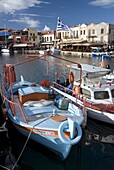 Small fishing boats, Old Venetian harbor, Rethymno, Crete, Greek Islands, Greece, Europe