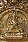 Patron goddess, Taleju, detail of Golden Gate, Sun Dhoka, the Royal Palace (Lu Dhawka), Durbar Square, Bhaktapur, UNESCO World Heritage Site, Kathmandu Valley, Nepal, Asia