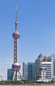 Oriental Pearl TV tower and Pudong skyscrapers, Shanghai, China, Asia