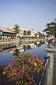 Colonial buildings along canal of Kali Besar, Kota, Jakarta, Java, Indonesia, Southeast Asia, Asia