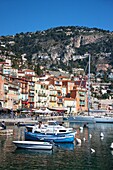 Colourful buildings along waterfront, Villefranche, Alpes-Maritimes, Provence-Alpes-Cote d'Azur, French Riviera, France, Mediterranean, Europe