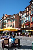Restaurants along waterfront, Villefranche, Alpes-Maritimes, Provence-Alpes-Cote d'Azur, French Riviera, France, Europe
