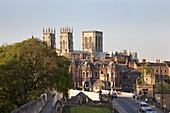 York Minster from the City Walls, York, North Yorkshire, Yorkshire, England, United Kingdom, Europe