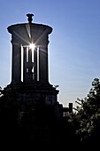 Dugald Stewart Monument in summer sunshine, Calton Hill, Edinburgh, Scotland, United Kingdom, Europe
