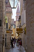 Narrow street in Budva Old Town, Budva, Montenegro, Europe