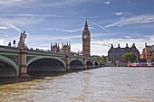 Westminster Bridge and the Houses of Parliament across the River Thames, London, England, United Kingdom, Europe