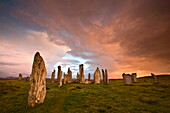 Standing Stones of Callanish at dawn, Callanish, near Carloway, Isle of Lewis, Outer Hebrides, Scotland, United Kingdom, Europe